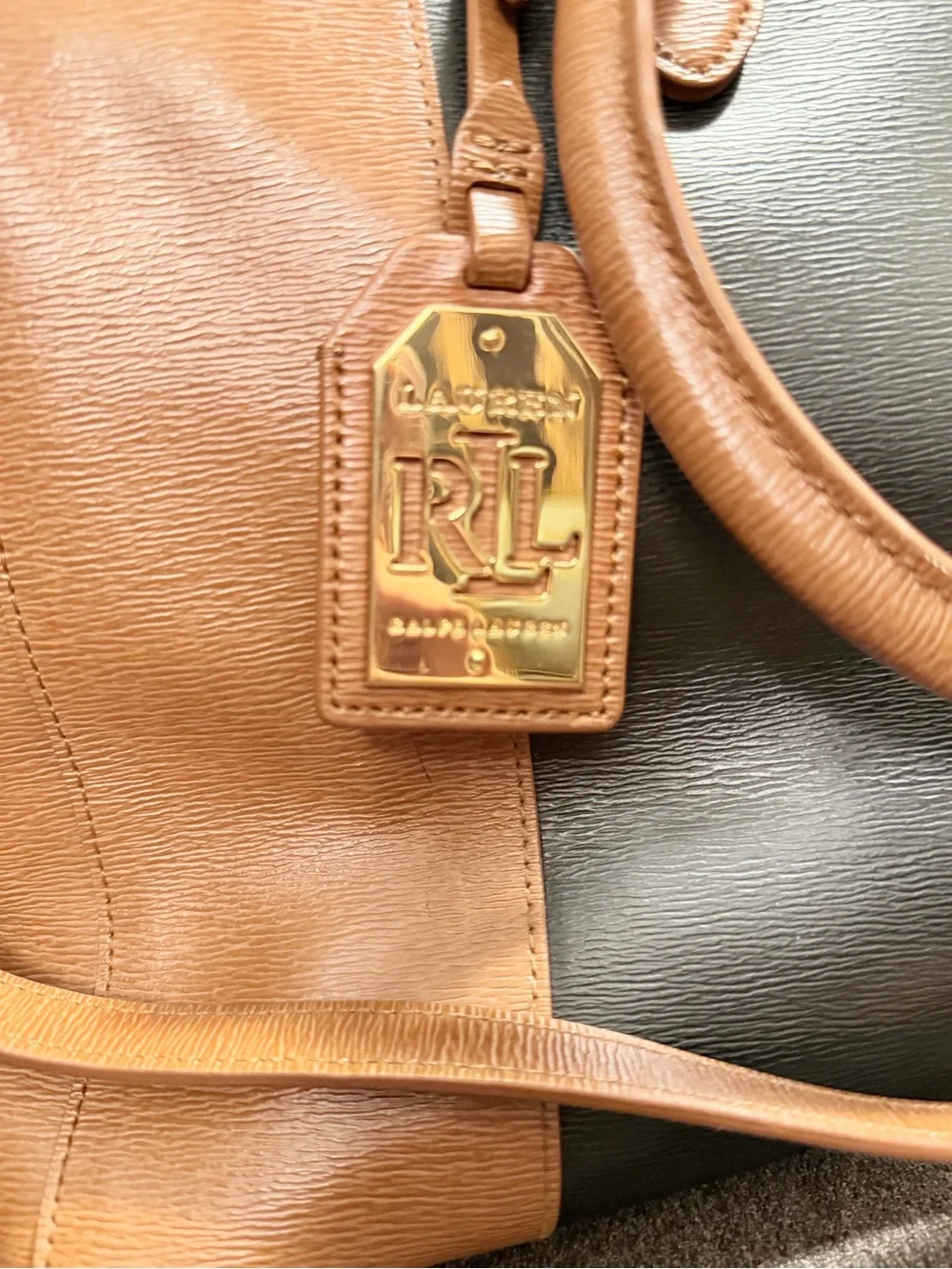 Ralph Lauren Newbury Black and Brown Two-Tone Leather Satchel